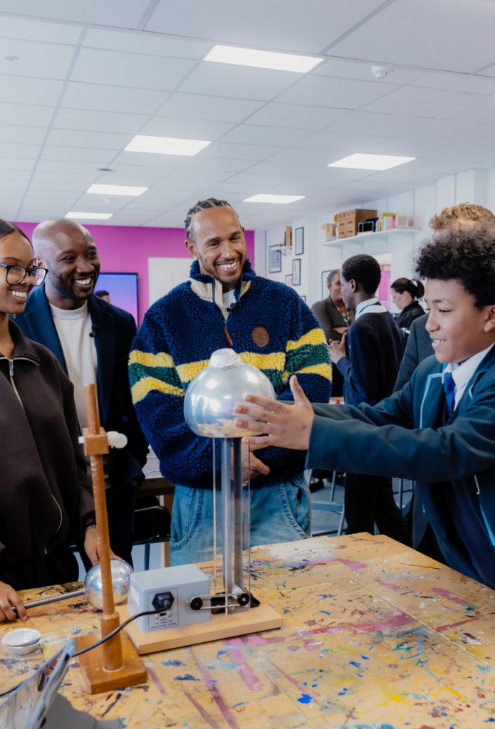 Sir Lewis Hamilton visits trailblazing secondary school and meets Mission 44’s new youth advisors