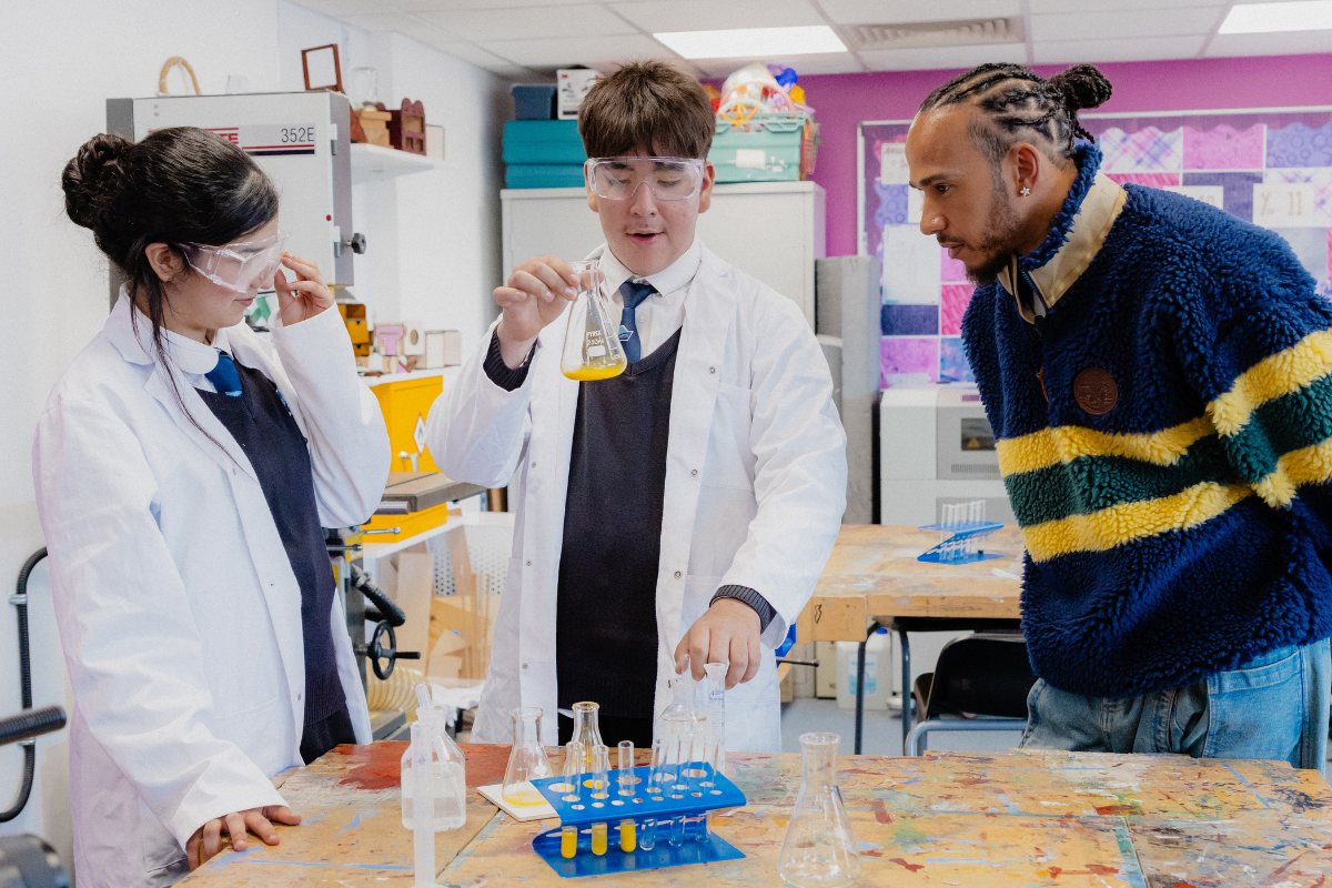 Sir Lewis Hamilton visits trailblazing secondary school and meets Mission 44’s new youth advisors