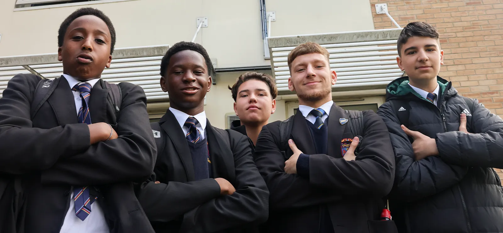 Boys looking at camera